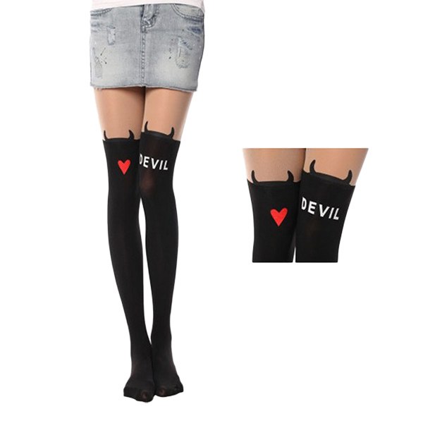 Sexy Black Cute Cat Tattoo Socks Sheer Pantyhose Mock Stockings Tights