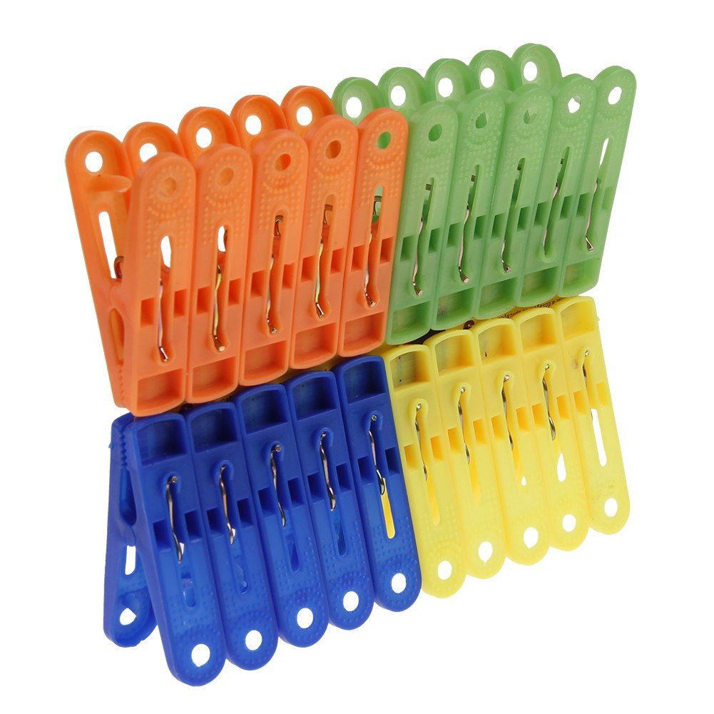 20 x Plastic Daily Clothespins Laundry Clothes Pins Spring Clamp Style