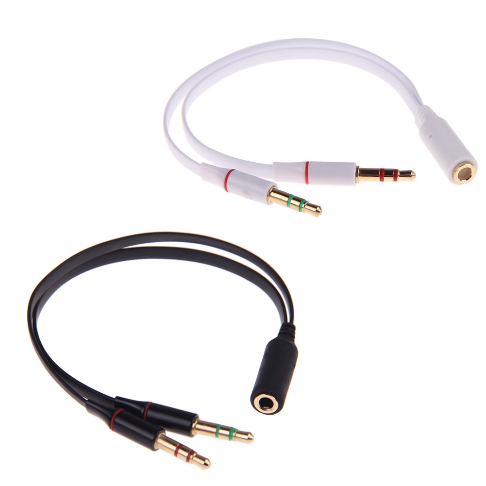 3 5mm Aux Audio Mic Splitter Cable Earphone Headphone Adapter Female To