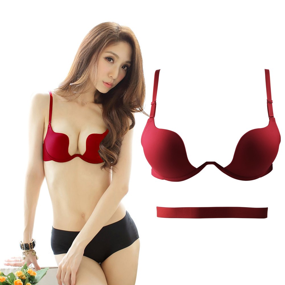 Sexy Girl Women Deep U Low Cut Push Up B Cup Bra Invisible Backless Convertible Ebay 9537