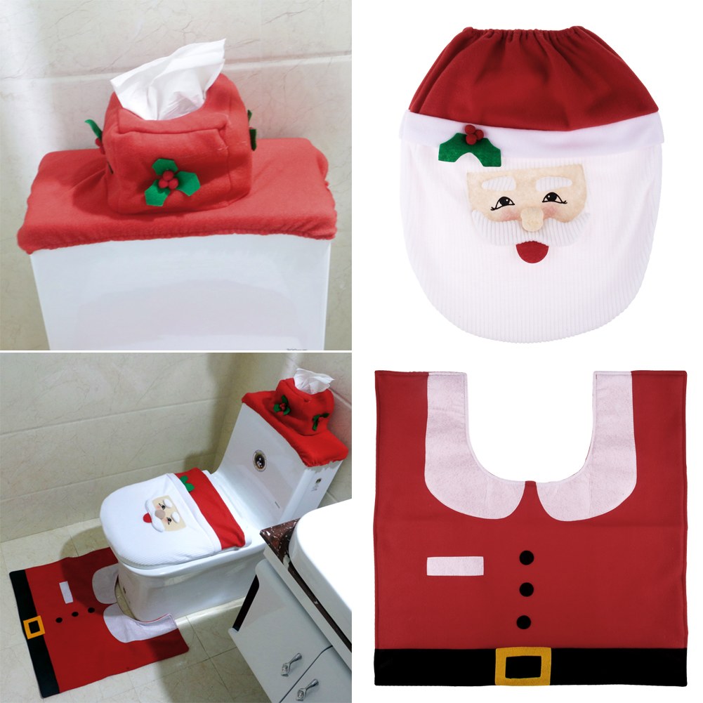 Santa Toilet Seat Cover And Rug Set - toilet tools