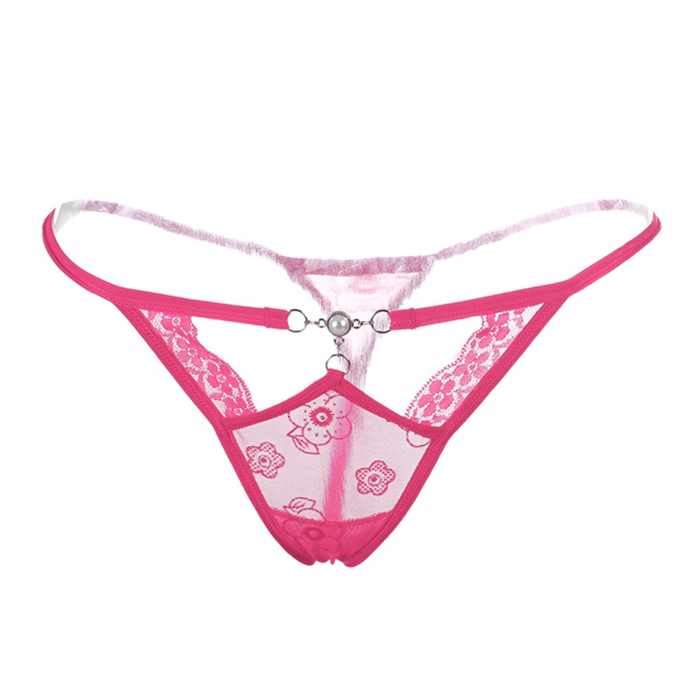 Women Sexy Open Crotch Pearl Thongs G String Stimulation Lingerie T